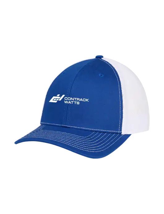 Richardson Adjustable Snapback Original 112 Trucker Cap Royal w/White Mesh w/Contrack Watts Logo