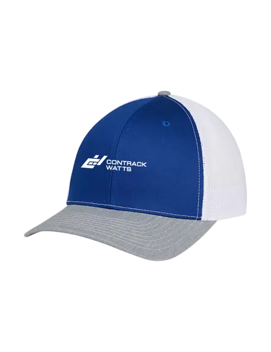 Richardson Adjustable Snapback Original 112 Trucker Cap Royal/HeatherGrey/White Mesh w/Contrack Watts Logo