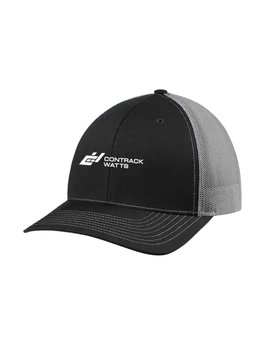 Richardson Adjustable Snapback Original 112 Trucker Cap Black w/Charcoal Mesh w/Contrack Watts Logo