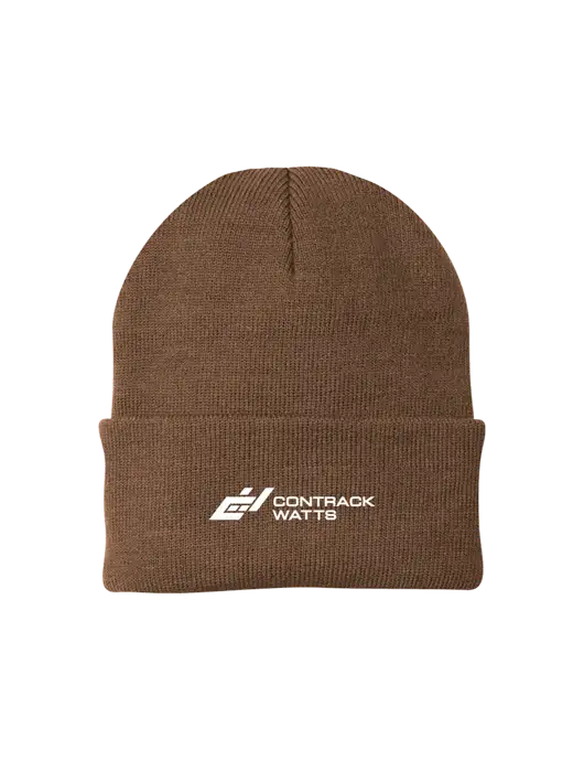 Brown Knit Cap w/Contrack Watts Logo