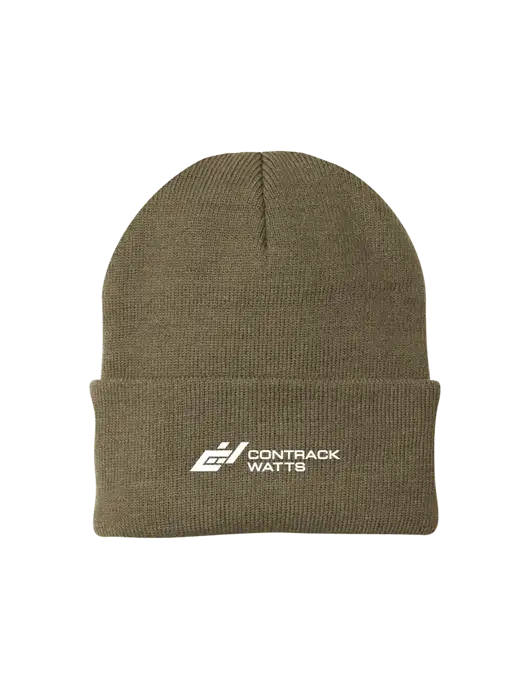 Dark Tan Knit Cap w/Contrack Watts Logo