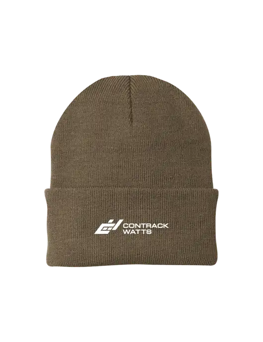 Light Brown Knit Cap w/Contrack Watts Logo