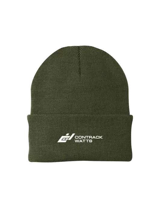 Dark Olive Green Knit Cap w/Contrack Watts Logo