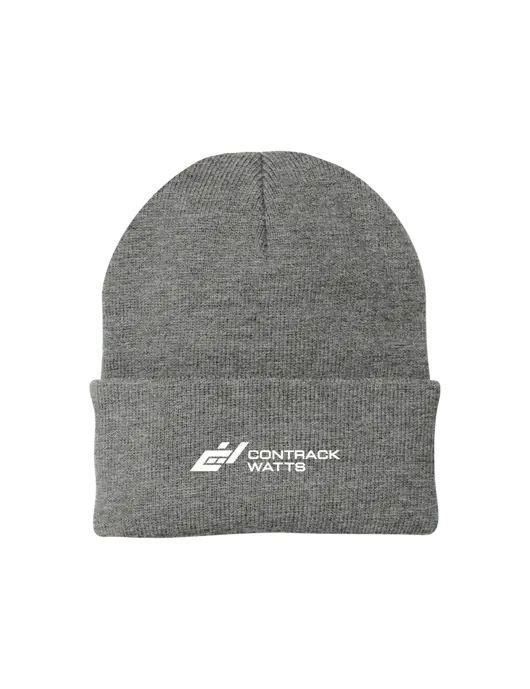Medium Grey Heather Knit Cap w/Contrack Watts Logo