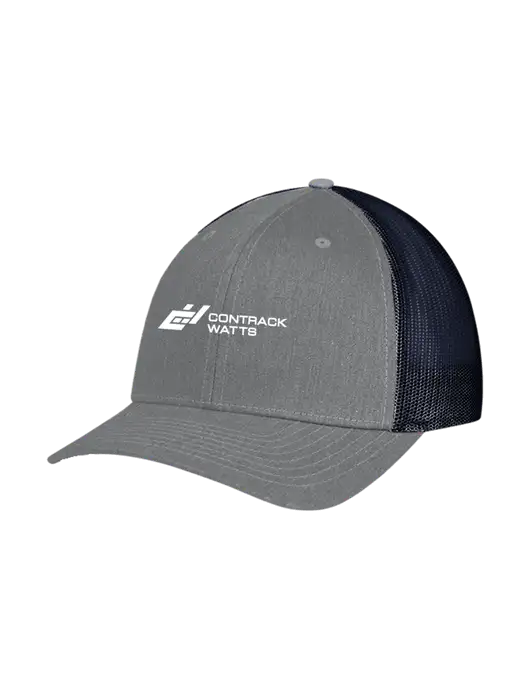 Richardson Adjustable Snapback Original 112 Trucker Cap Heather Grey w/Navy Mesh w/Contrack Watts Logo