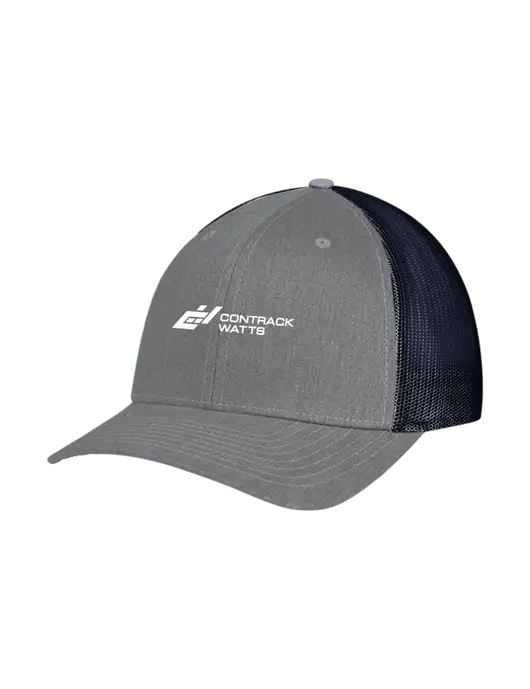 Richardson Adjustable Snapback Original 112 Trucker Cap Heather Grey w/Navy Mesh w/Contrack Watts Logo