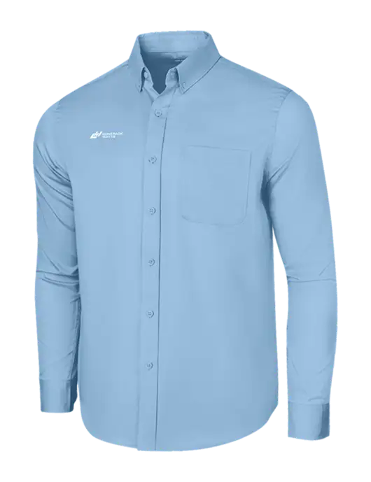 Long Sleeve Light Blue Superpro React Twill Shirt w/Contrack Watts Logo