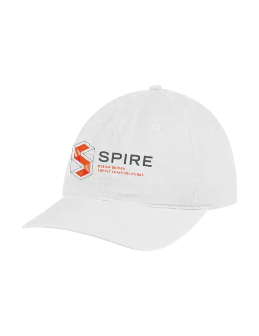 Garment Washed Unstructured Twill White Cap w/Spire