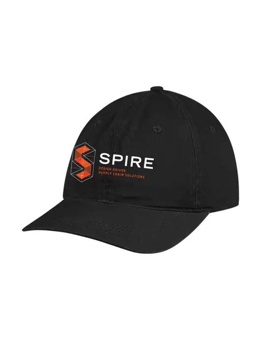 Garment Washed Unstructured Twill Black Cap w/Spire