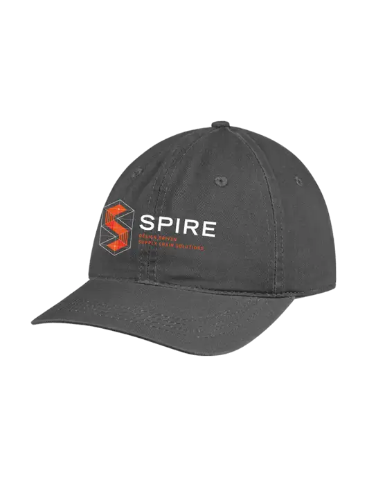 Garment Washed Unstructured Twill Charcoal Cap w/Spire