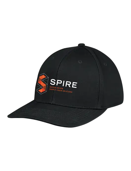 Premium Modern Structured Twill Black Snapback Cap w/Spire