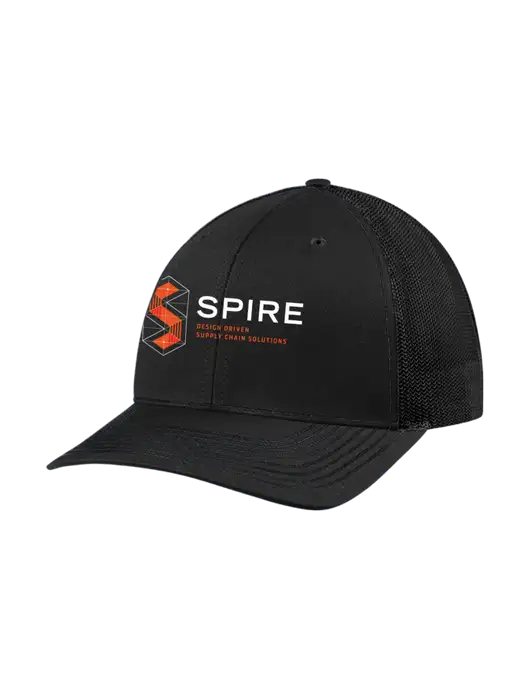 Richardson Adjustable Snapback Original 112 Trucker Cap Black w/Black Mesh w/Spire