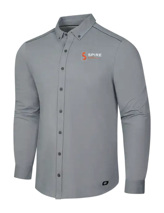 OGIO Medium Grey Heather Modern Code Stretch Button-Up Shirt w/Spire