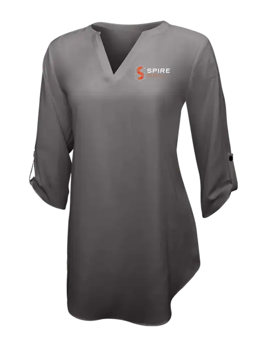 Dark Grey Womens 3/4 Sleeve Tunic Blouse w/Spire