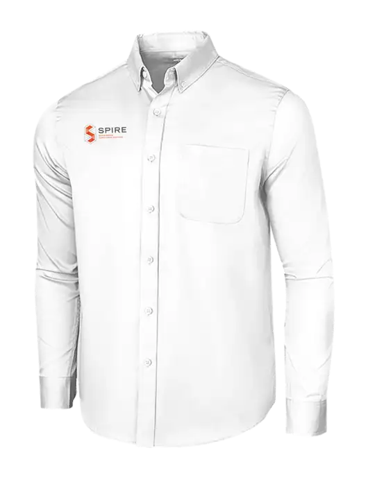 Long Sleeve White Superpro React Twill Shirt w/Spire