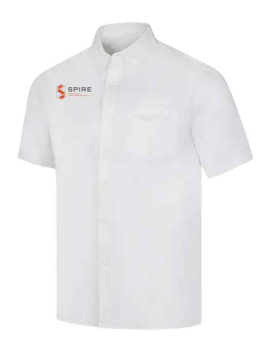 Short Sleeve White Superpro React Twill Shirt w/Spire