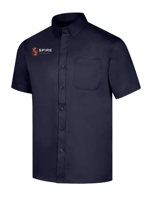 Short Sleeve Navy Superpro React Twill Shirt w/Spire
