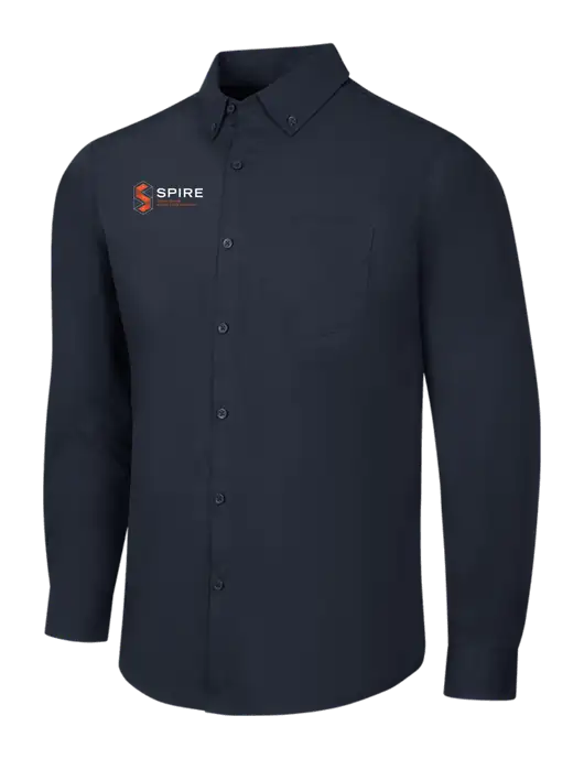 Navy Long Sleeve Carefree Poplin Shirt w/Spire