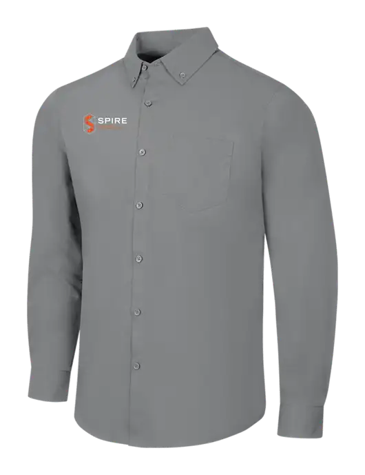 Medium Grey Long Sleeve Carefree Poplin Shirt w/Spire