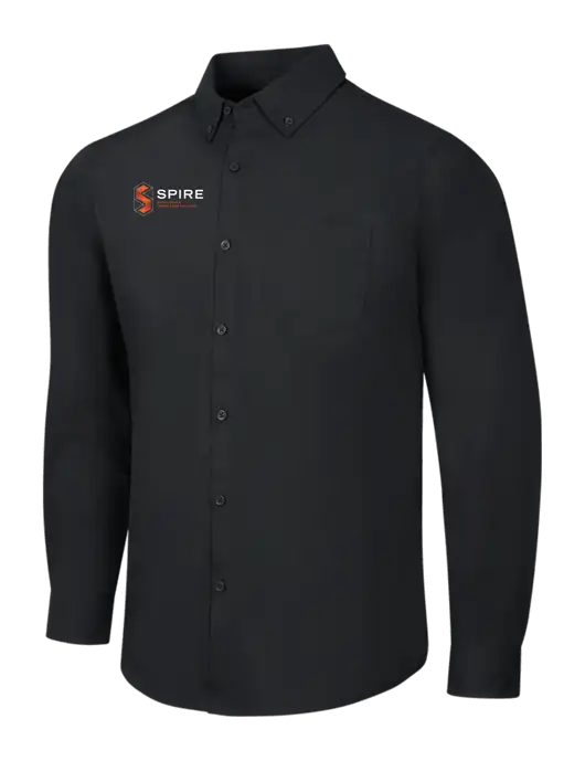 Black Long Sleeve Carefree Poplin Shirt w/Spire