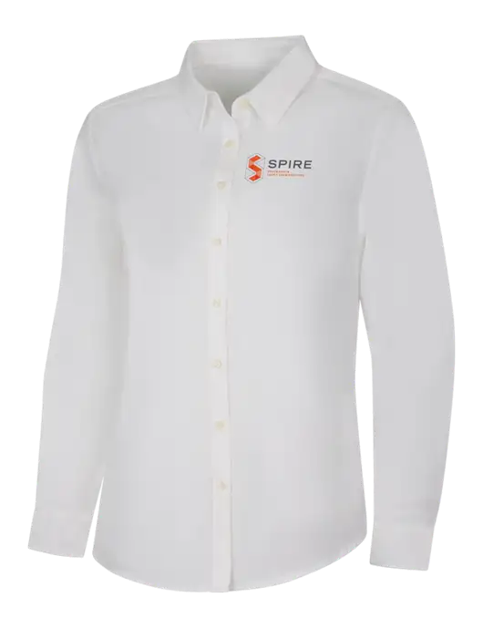 Womens White Long Sleeve Superpro React Twill Shirt w/Spire