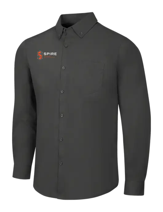Dark Grey Long Sleeve Carefree Poplin Shirt w/Spire