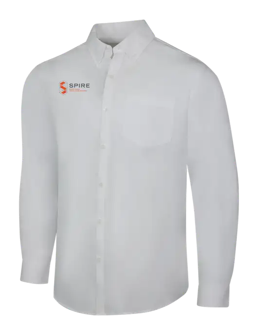 White Long Sleeve Carefree Poplin Shirt w/Spire
