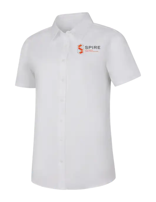 Womens White Short Sleeve Superpro React Twill Shirt w/Spire