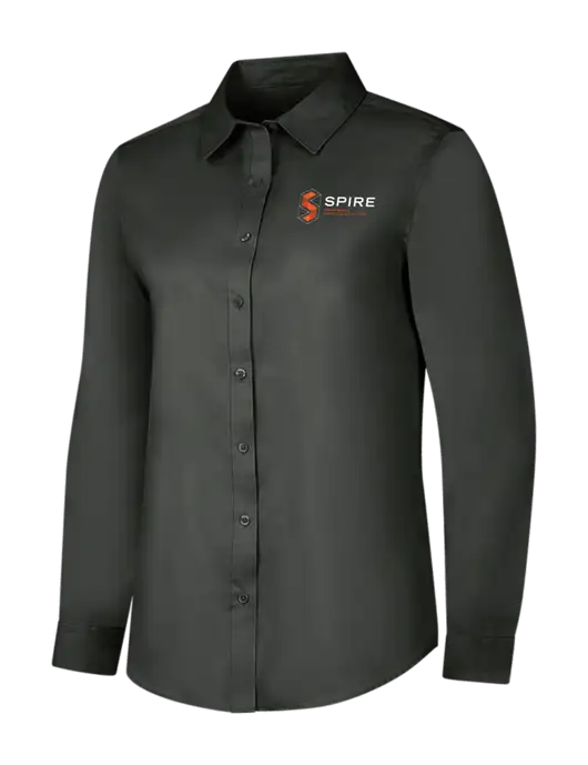 Dark Grey Womens Long Sleeve Superpro React Twill Shirt w/Spire