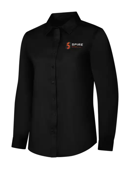 Womens Black Long Sleeve Superpro React Twill Shirt w/Spire