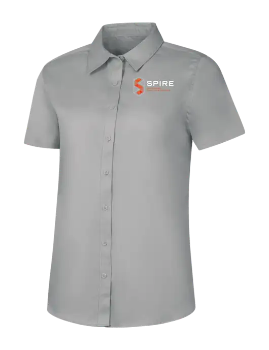 Womens Light Grey Short Sleeve Superpro React Twill Shirt w/Spire