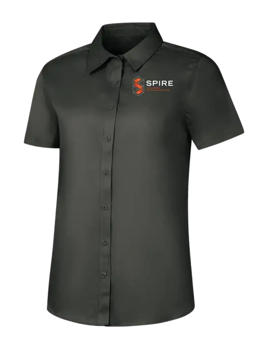 Womens Dark Grey Short Sleeve Superpro React Twill Shirt w/Spire
