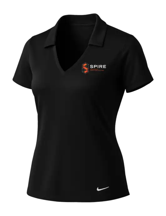 NIKE Black Womens Dri-Fit Vertical Mesh Polo w/Spire