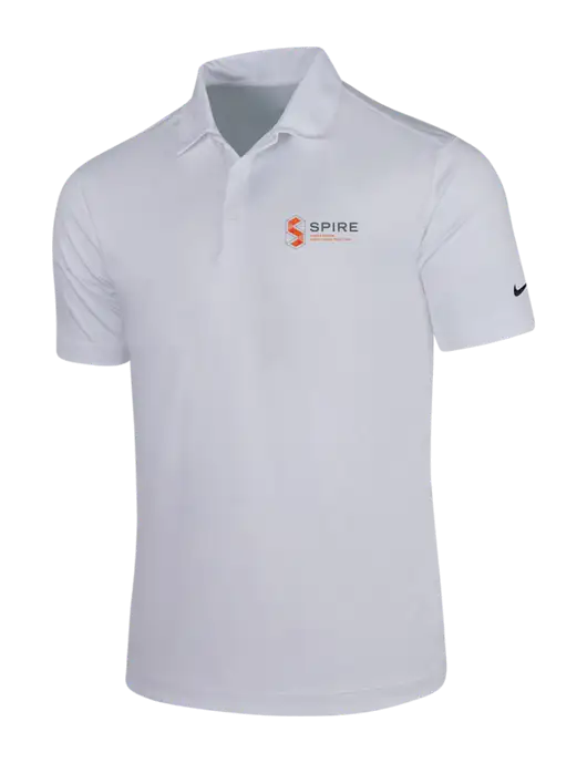 NIKE White Dri-Fit Vertical Mesh Polo w/Spire