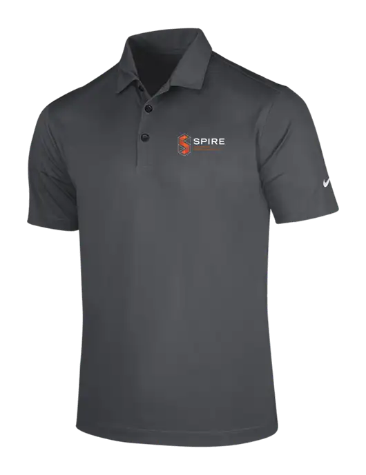 NIKE Dark Grey Dri-Fit Vertical Mesh Polo w/Spire