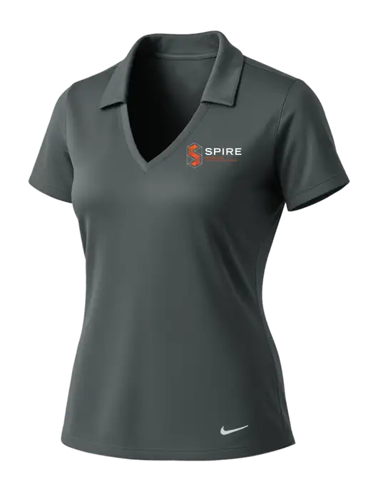 NIKE Dark Grey Womens Dri-Fit Vertical Mesh Polo w/Spire