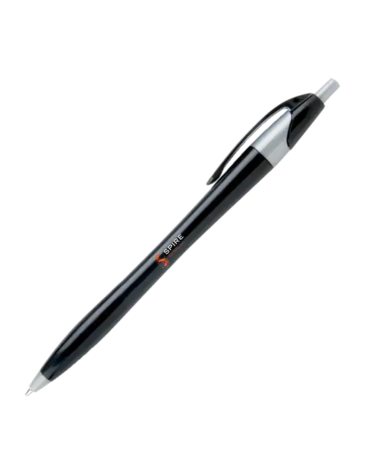 Novella Black/Silver Corporate Pen - Blue Ink w/Spire