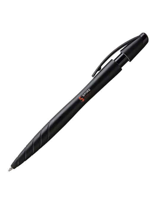 Awali Black Metallic Pen - Black Ink w/Spire