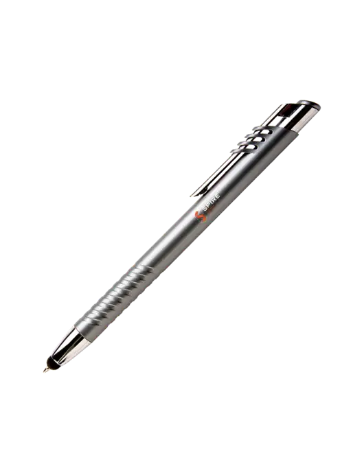 Schirhart Grey Stylus Pen - Blue Ink w/Spire
