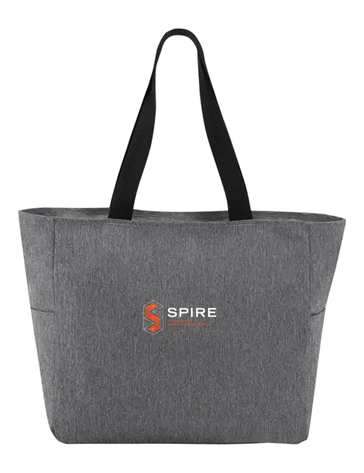 Everyday Heather Grey Zip Tote  w/Spire