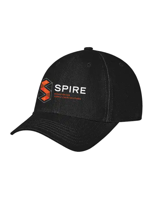 Black Structured Soft Snap Closure Hook & Loop Cap w/Spire