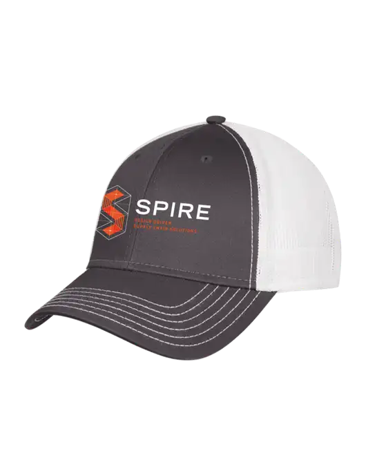 Dark Grey/White Mesh Trucker Cap Snap Back w/Spire