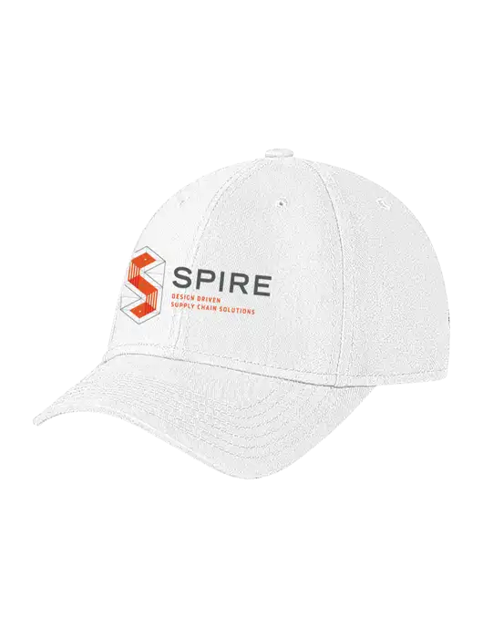 White Structured Soft Snap Closure Hook & Loop Cap w/Spire