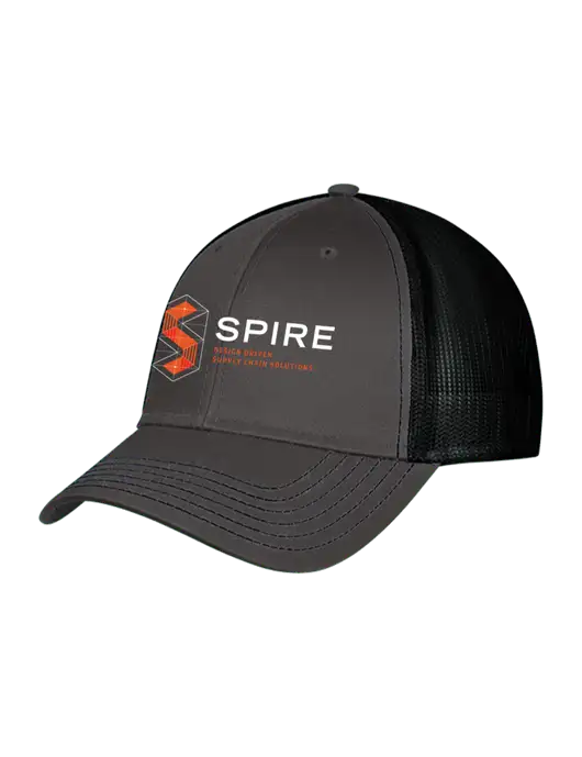 Charcoal & Black Mesh Trucker Cap Snap Back w/Spire