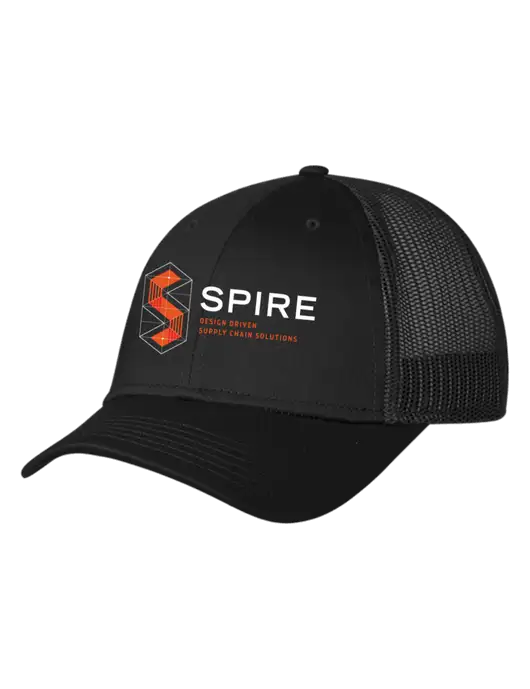 Black Mesh Trucker Cap Snap Back w/Spire