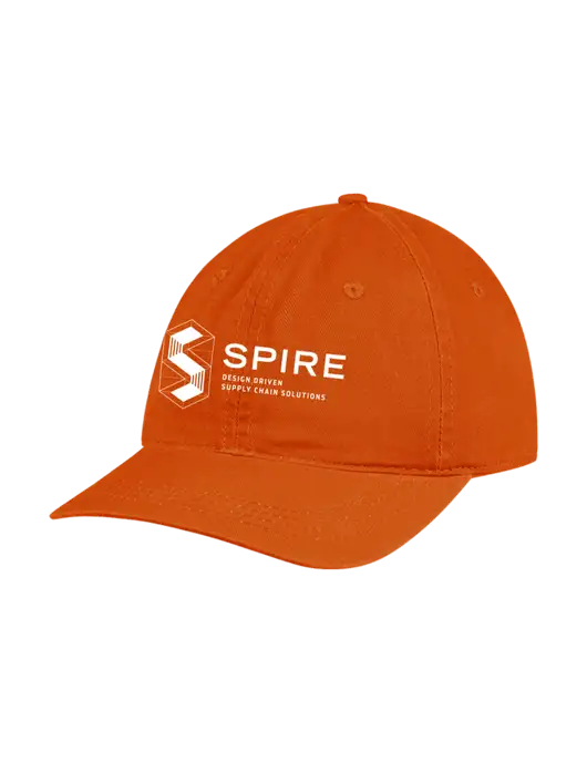 Garment Washed Unstructured Twill Orange Cap w/Spire