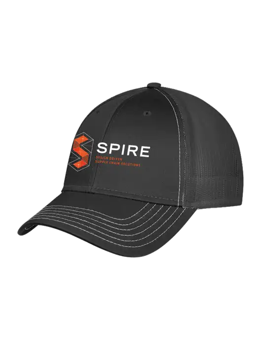 Charcoal Grey Mesh Trucker Cap Snap Back w/Spire