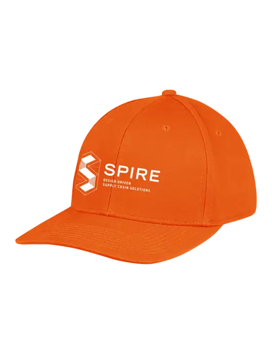 Premium Modern Structured Twill Orange Snapback Cap w/Spire