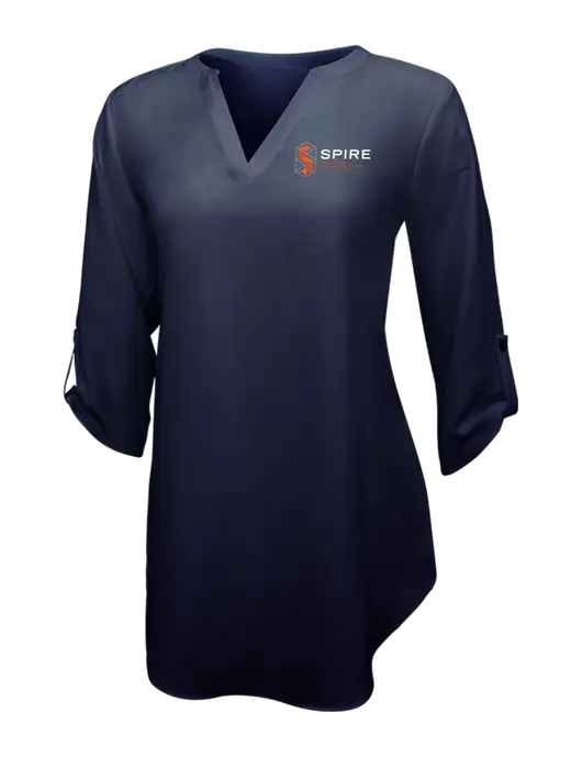 Navy Womens 3/4 Sleeve Tunic Blouse w/Spire
