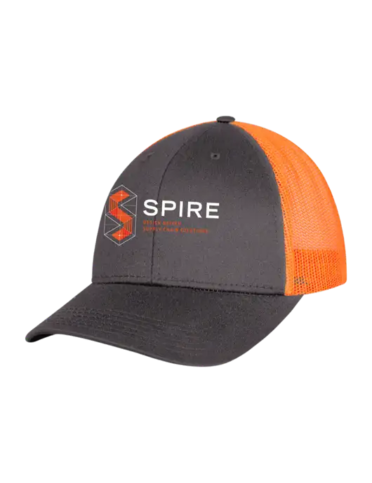 Neon Orange/Charcoal Mesh Trucker Cap Snap Back w/Spire